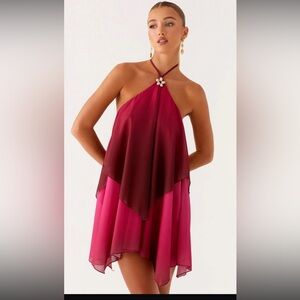 Elegant Pink Halter Dress